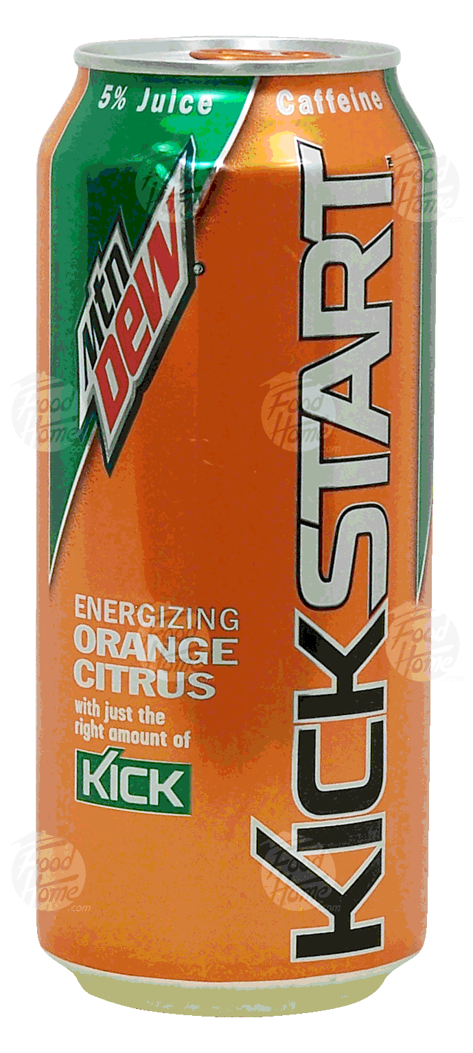 Mountain Dew Kick Start orange citrus flavored sparkling 5% juice blend, energizing Full-Size Picture